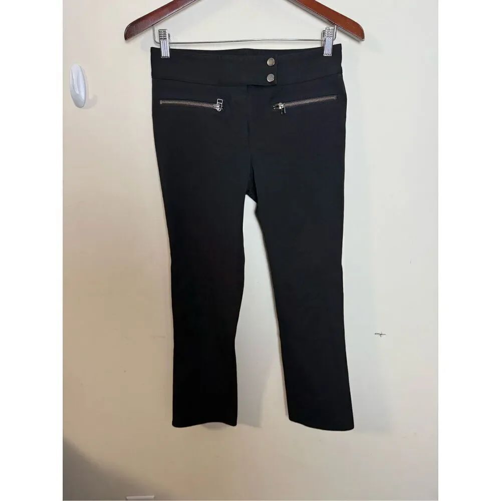 Veronica Beard 2 Black Metro Cropped Kick Flare Trouser Pants Faux Zip Pockets